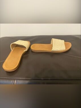 Soda Cream Woven Slide Sandals